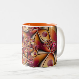 Caneca De Café Em Dois Tons Alegria Colorida Abstrata Vermelho Laranja Fantasi