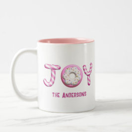 Caneca De Café Em Dois Tons Alegria de Natal | Canas de doces cor-de-rosa pers