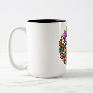 Caneca De Café Em Dois Tons Alegria de Natal de Pão de Mel