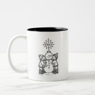 Caneca De Café Em Dois Tons Alegria do boneco de neve
