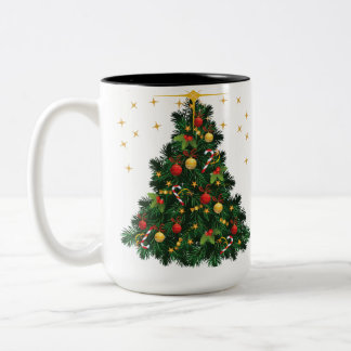 Caneca De Café Em Dois Tons "Alegria Festiva: Mug verde e Dourado de árvore de