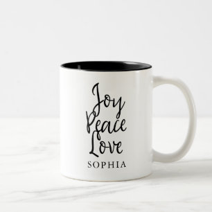 Caneca De Café Em Dois Tons Alegria Paz Amor Inspirador