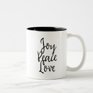 Caneca De Café Em Dois Tons Alegria Paz Amor Inspirador