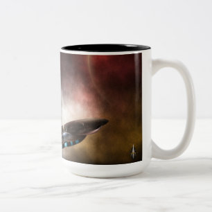 Caneca De Café Em Dois Tons Além da Arte Fractal do Espaço e do Tempo