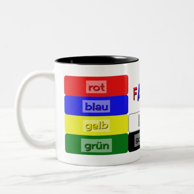 Caneca De Café Em Dois Tons alemão cores aprendendo vocabulário (Esquerda)