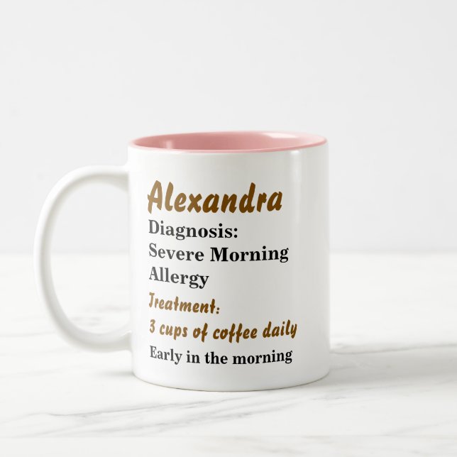 Caneca De Café Em Dois Tons Alergia Engraçada Personalizada da Manhã (Esquerda)