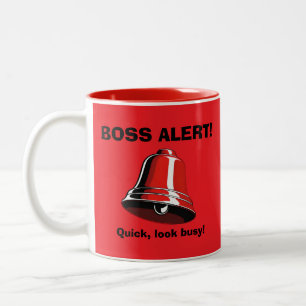 Caneca De Café Em Dois Tons Alerta do chefe! Olhe Ocupado