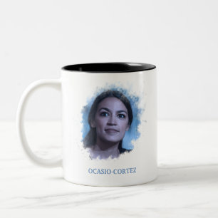 Caneca De Café Em Dois Tons Alexandria Ocasio-Cortez - design do fumo