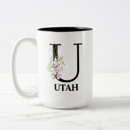 Caneca De Café Em Dois Tons Alfabeto com monograma U florido bonito