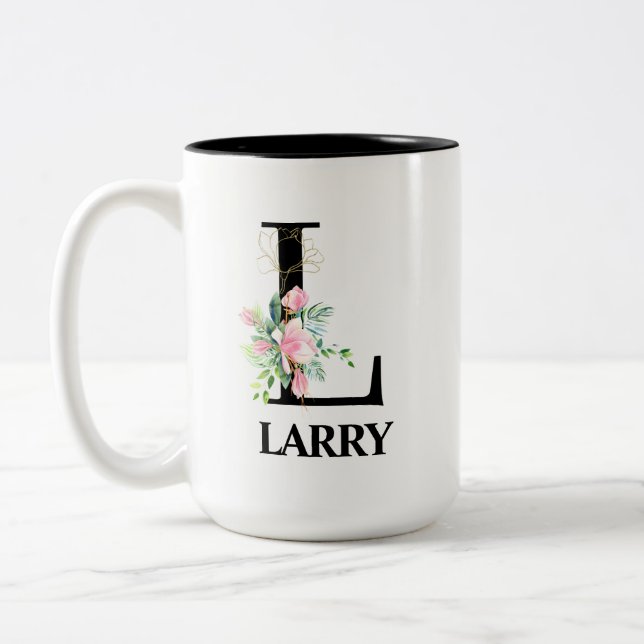Caneca De Café Em Dois Tons Alfabeto Monogramado L Bonito (Esquerda)