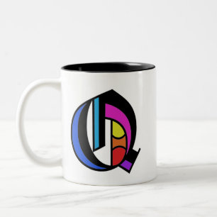 Caneca De Café Em Dois Tons Alfabeto personalizado moderno Q Mug