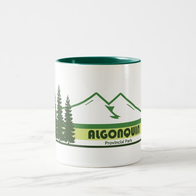 Caneca De Café Em Dois Tons Algonquin Provincial Park Green Stripes (Centro)