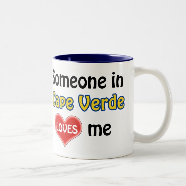 Caneca De Café Em Dois Tons Alguém em Cabo Verde me ama (Direita)