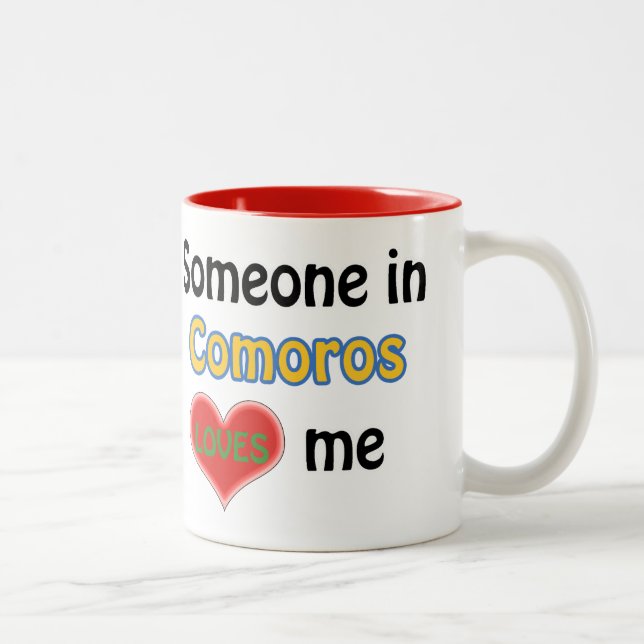 Caneca De Café Em Dois Tons Alguém em Comores me ama (Direita)