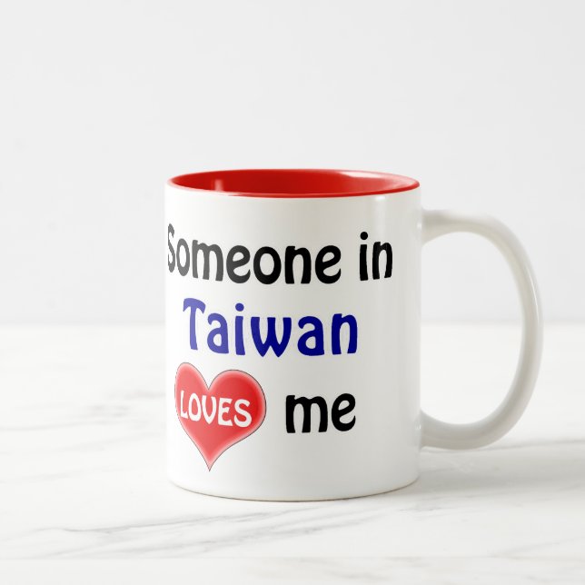Caneca De Café Em Dois Tons Alguém em Taiwan me ama (Direita)