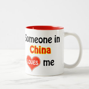 Caneca De Café Em Dois Tons Alguém na China me ama