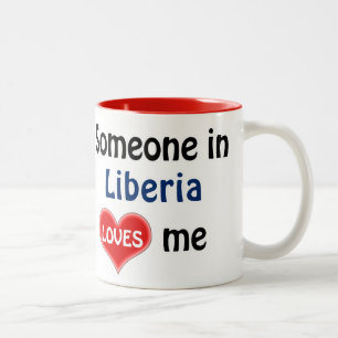 Caneca De Café Em Dois Tons Alguém na Libéria me ama