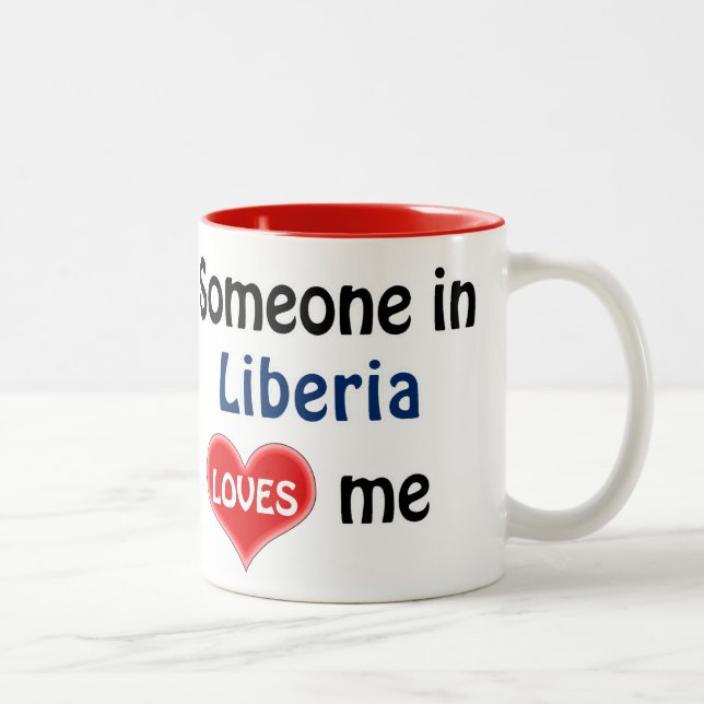 Caneca De Café Em Dois Tons Alguém na Libéria me ama (Direita)