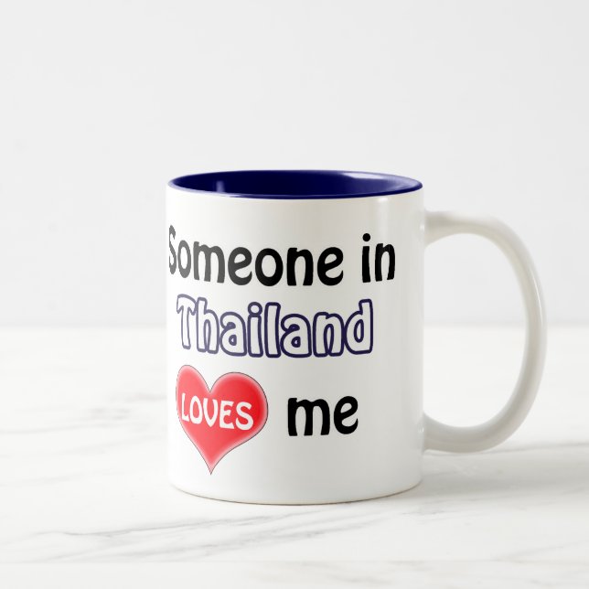 Caneca De Café Em Dois Tons Alguém na Tailândia me ama (Direita)