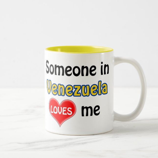 Caneca De Café Em Dois Tons Alguém na Venezuela me ama (Direita)