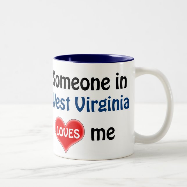 Caneca De Café Em Dois Tons Alguém na Virgínia Ocidental me ama (Direita)