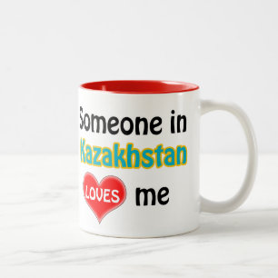 Caneca De Café Em Dois Tons Alguém no Cazaquistão me ama