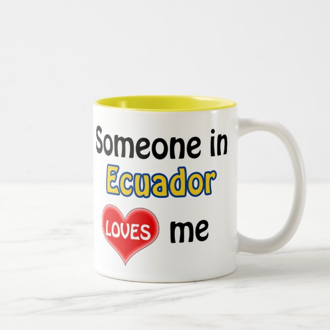 Caneca De Café Em Dois Tons Alguém no Equador me ama (Direita)