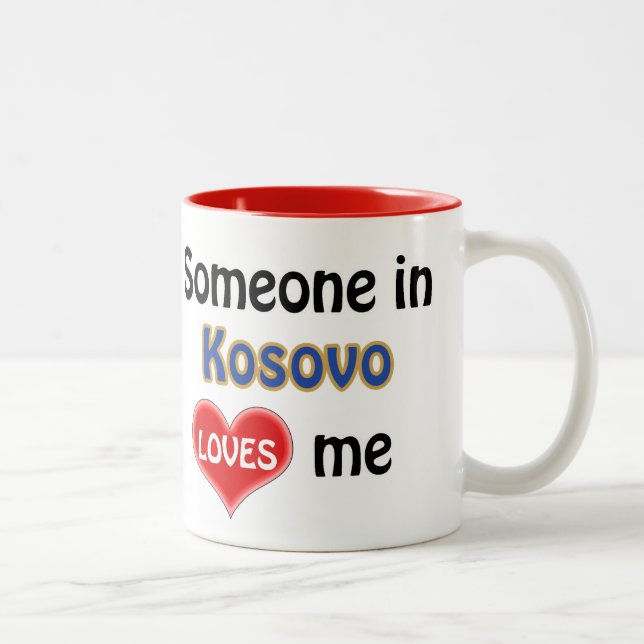 Caneca De Café Em Dois Tons Alguém no Kosovo me ama (Direita)