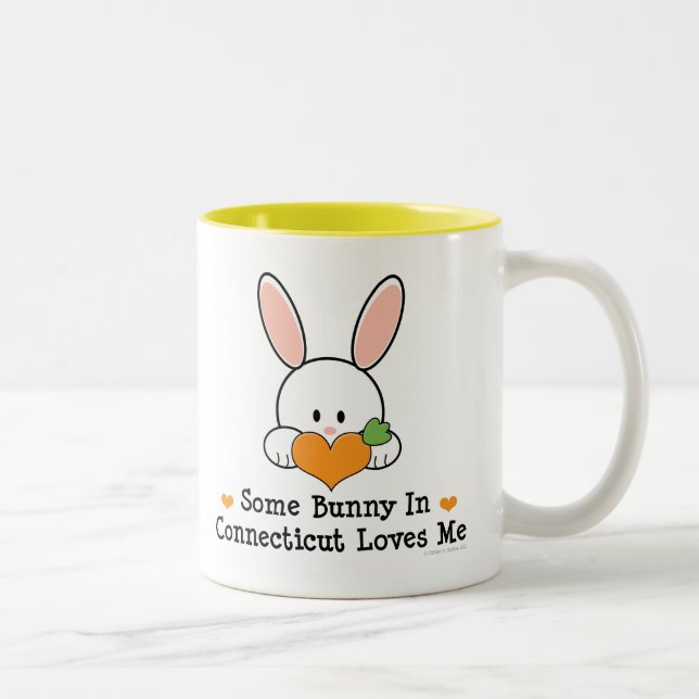 Caneca De Café Em Dois Tons Algum coelho em Connecticut ama-me caneca (Direita)