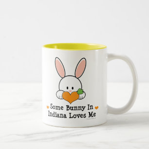 Caneca De Café Em Dois Tons Algum coelho em Indiana ama-me caneca