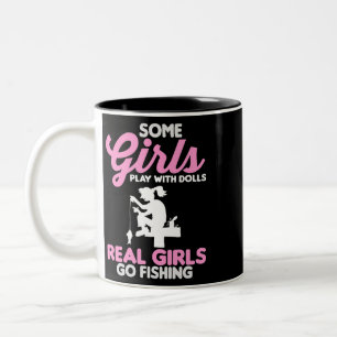 Caneca De Café Em Dois Tons Algumas Meninas Brincam Com Bonecas Raparigas Reai