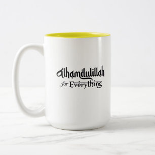 Caneca De Café Em Dois Tons Alhamdulillah por Tudo Presente Islâmico Minimalis