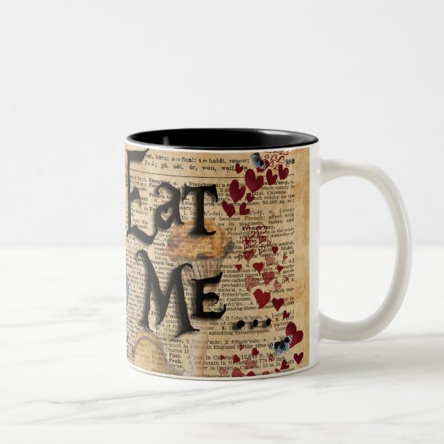 Caneca De Café Em Dois Tons Alice no país das maravilhas come-me muffin (Direita)