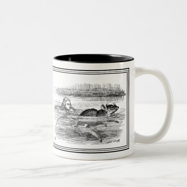 Caneca De Café Em Dois Tons Alice no País das Maravilhas John Tenniel Ilustraç (Direita)
