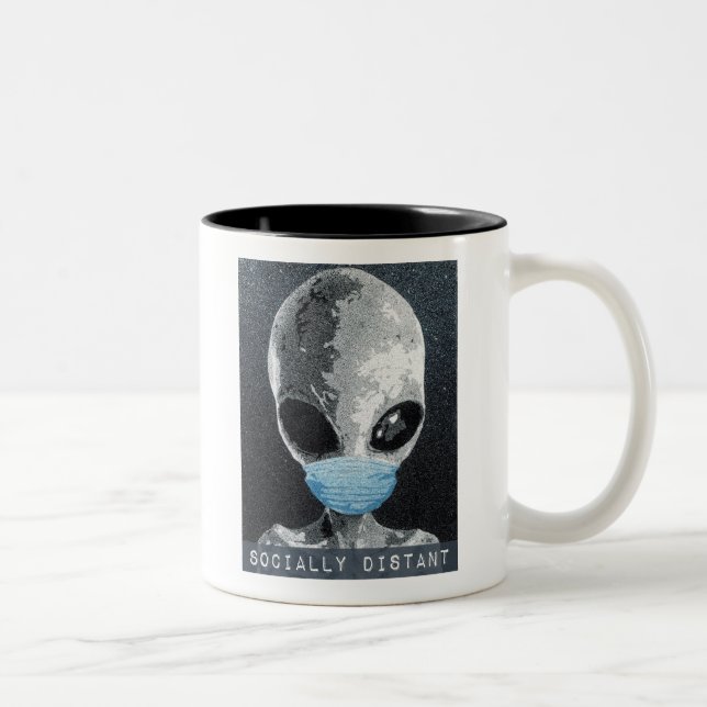Caneca De Café Em Dois Tons Alienígena de café distante socialmente (Direita)