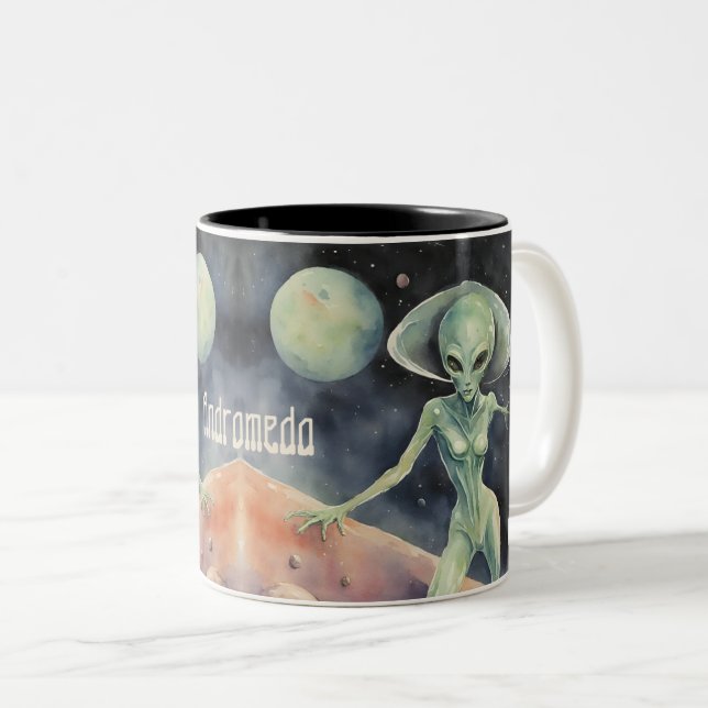 Caneca De Café Em Dois Tons Alienígena extraterrestre (Frente Esquerda)