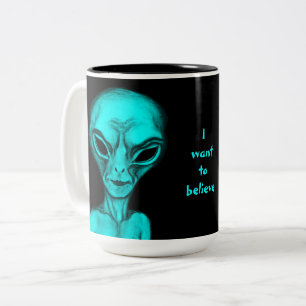 Caneca De Café Em Dois Tons Alienígena, quero acreditar