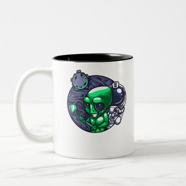 Caneca De Café Em Dois Tons Alienígena Selfie Snap Para Ventilador Espacial Do (Esquerda)