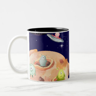Caneca De Café Em Dois Tons Aliens espaciais