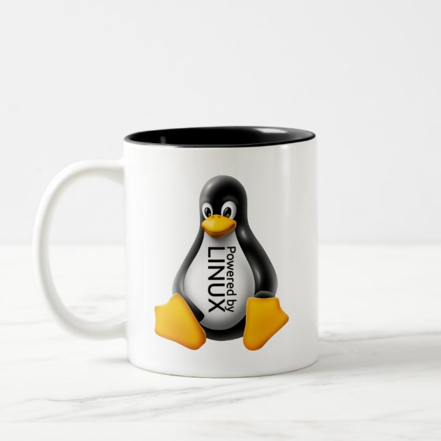 Caneca De Café Em Dois Tons Alimentado pelo Linux (Esquerda)