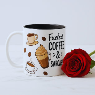 Caneca De Café Em Dois Tons Alimentado por Café e Lama de Sarcasmo - Presente