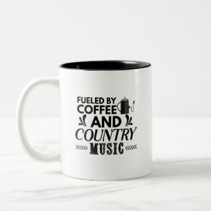 Caneca De Café Em Dois Tons Alimentado por Café e Música Country