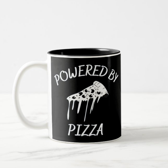 Caneca De Café Em Dois Tons Alimentado Por Pizza (Esquerda)
