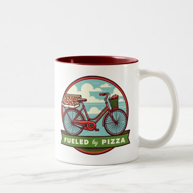 Caneca De Café Em Dois Tons Alimentado Por Pizza Bike (Direita)