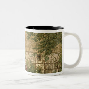 Caneca De Café Em Dois Tons Alimentando as galinhas