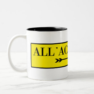 Caneca De Café Em Dois Tons All'Accademia, Veneza, sinal de rua italiano