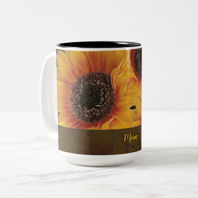 Caneca De Café Em Dois Tons Alma da Mãe do Girassol Amarelo (Frente Esquerda)
