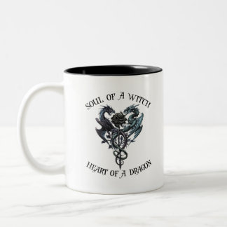 Caneca De Café Em Dois Tons Alma De Um Coração De Bruxa De Um Dragão