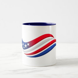 Caneca De Café Em Dois Tons Almofada USA Estrelas & Listras Ondulante | Vermel