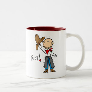Caneca De Café Em Dois Tons Alô! Caneca de Vaqueiro em Figuras Simples